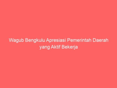Wagub Bengkulu Apresiasi Pemerintah Daerah yang Aktif Bekerja