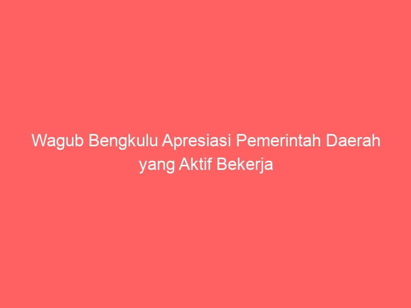 Wagub Bengkulu Apresiasi Pemerintah Daerah yang Aktif Bekerja