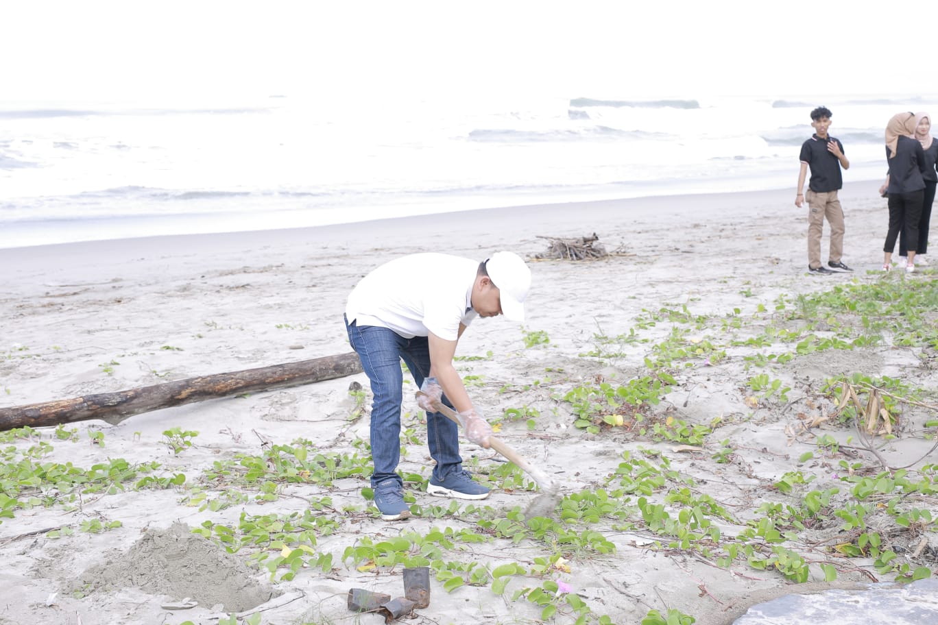Ketua Komisi I Turut Tanam Pohon dan Bersih-bersih Pantai Panjang